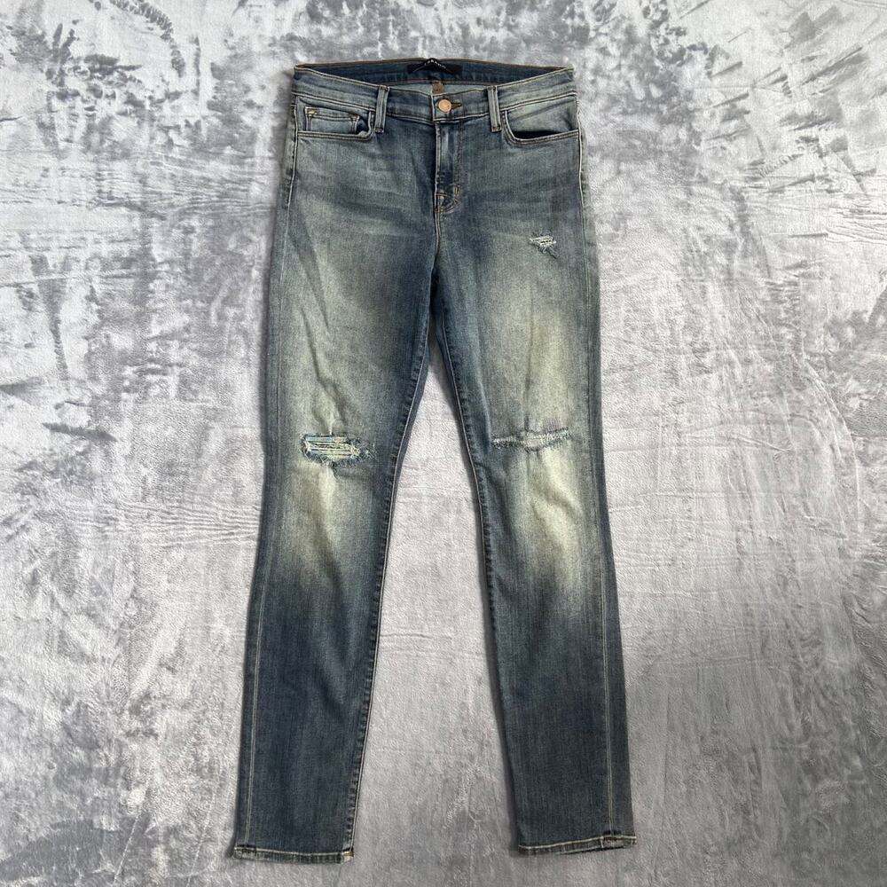 J Brand Women's Skinny Jeans Size 27 Blue Distressed‎